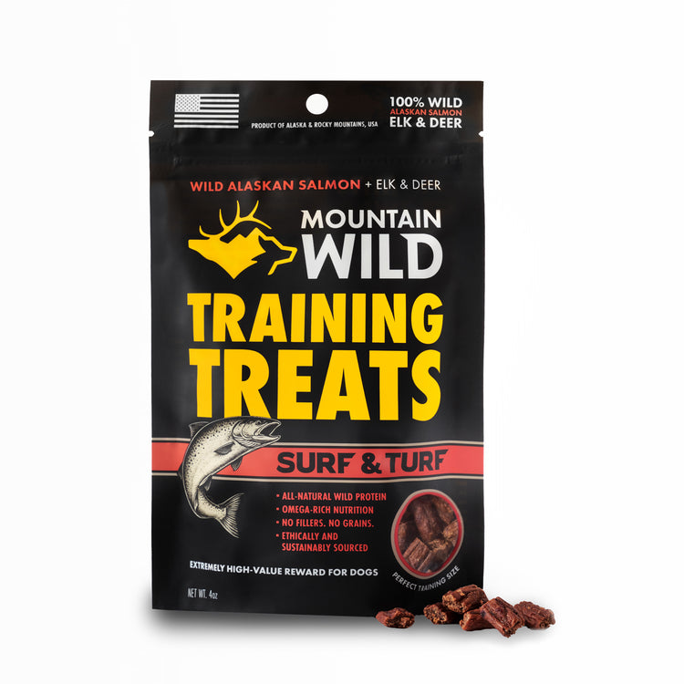 WILD SALMON, ELK & VENISON SURF & TURF TRAINING TREAT NIBS