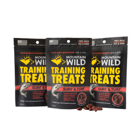 WILD SALMON, ELK & VENISON SURF & TURF TRAINING TREAT NIBS