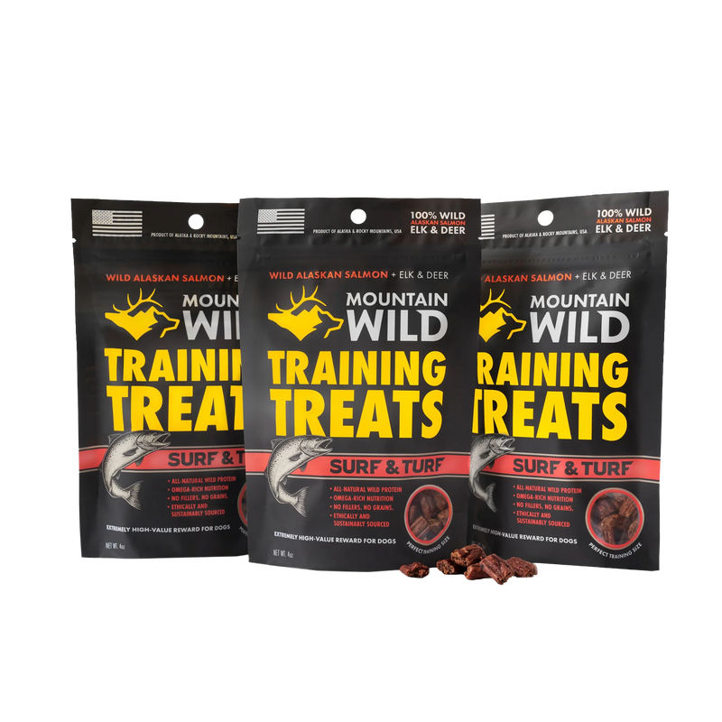 WILD SALMON, ELK & VENISON SURF & TURF TRAINING TREAT NIBS
