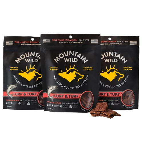 WILD SALMON, ELK & VENISON SURF & TURF DOG TREATS